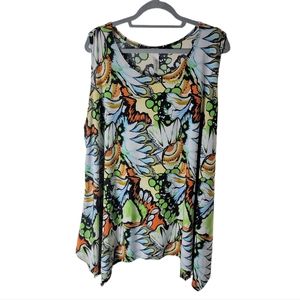 Come N See sleeveless paisley asymmetrical scoop neck plus size top size 3XL